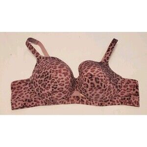 Cacique Bra Womens 48B Balconette Lightly Lined Purple Animal Print Underwired